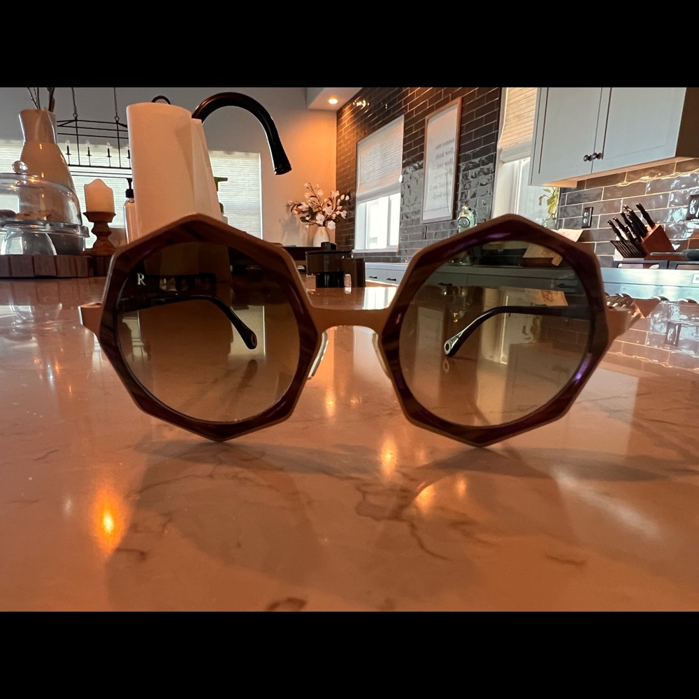 RAEN Hexagonal Sunglasses in Purple and Brown